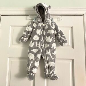 Simple Joys by Carter's Hooded Baby Fleece Footie Jumpsuit Pram Size 3-6M Gray